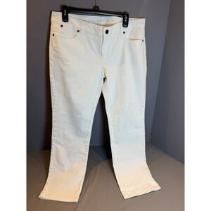 Talbots Signature White Straight Leg Jeans Womens 14P Petite Stretch Denim 32